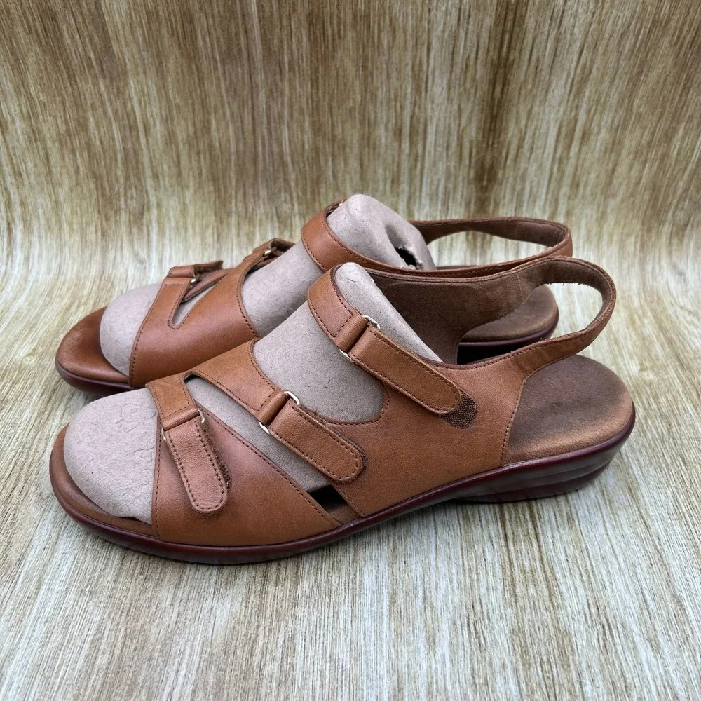 SAS Tabby Slingback Comfort Sandals Women's Size 11 Brown Leather Strap Shoes